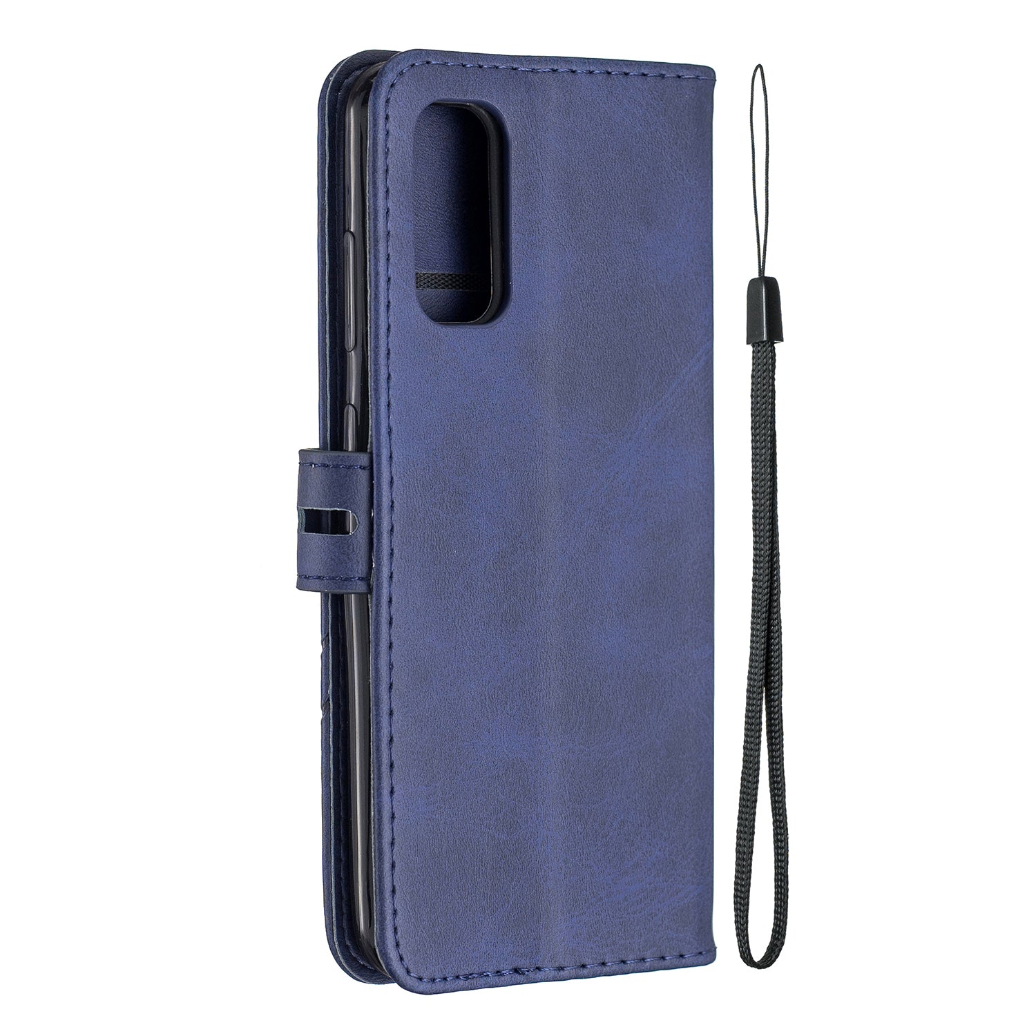 Wallet Leather Stand Phone Cover with Lanyard for Samsung Galaxy S20 4G/S20 5G - Blue