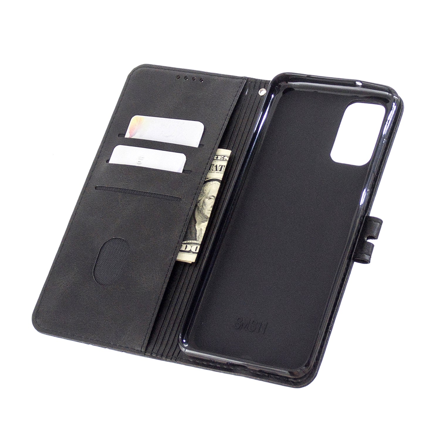 Wallet Leather Stand Phone Cover with Lanyard for Samsung Galaxy S20 Plus - Black