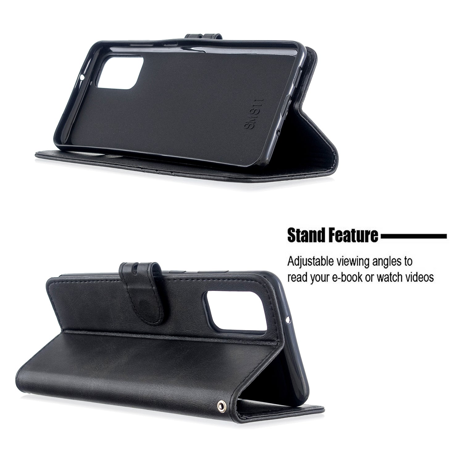 Wallet Leather Stand Phone Cover with Lanyard for Samsung Galaxy S20 Plus - Black