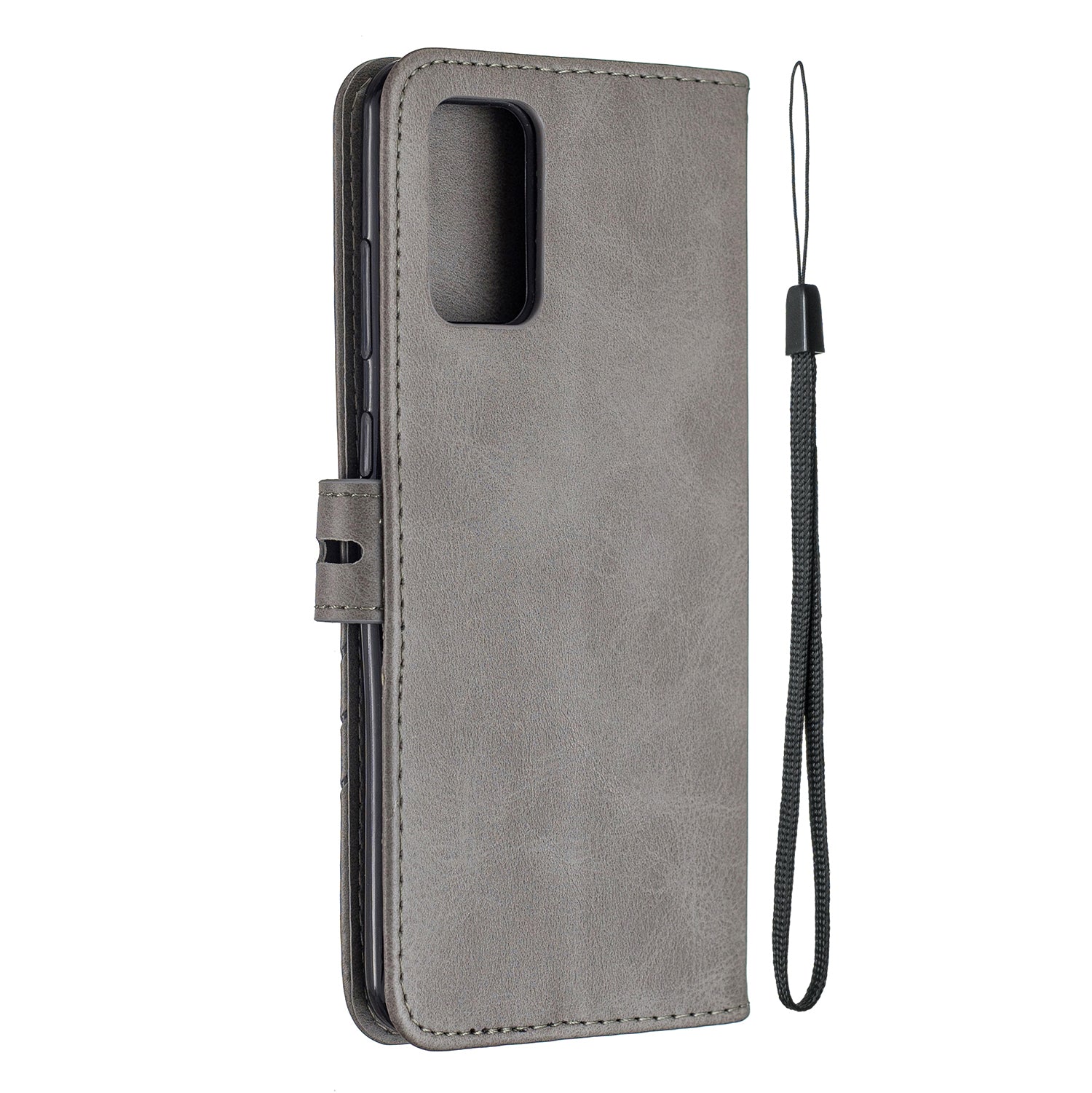 Wallet Leather Stand Phone Cover with Lanyard for Samsung Galaxy S20 Plus - Grey