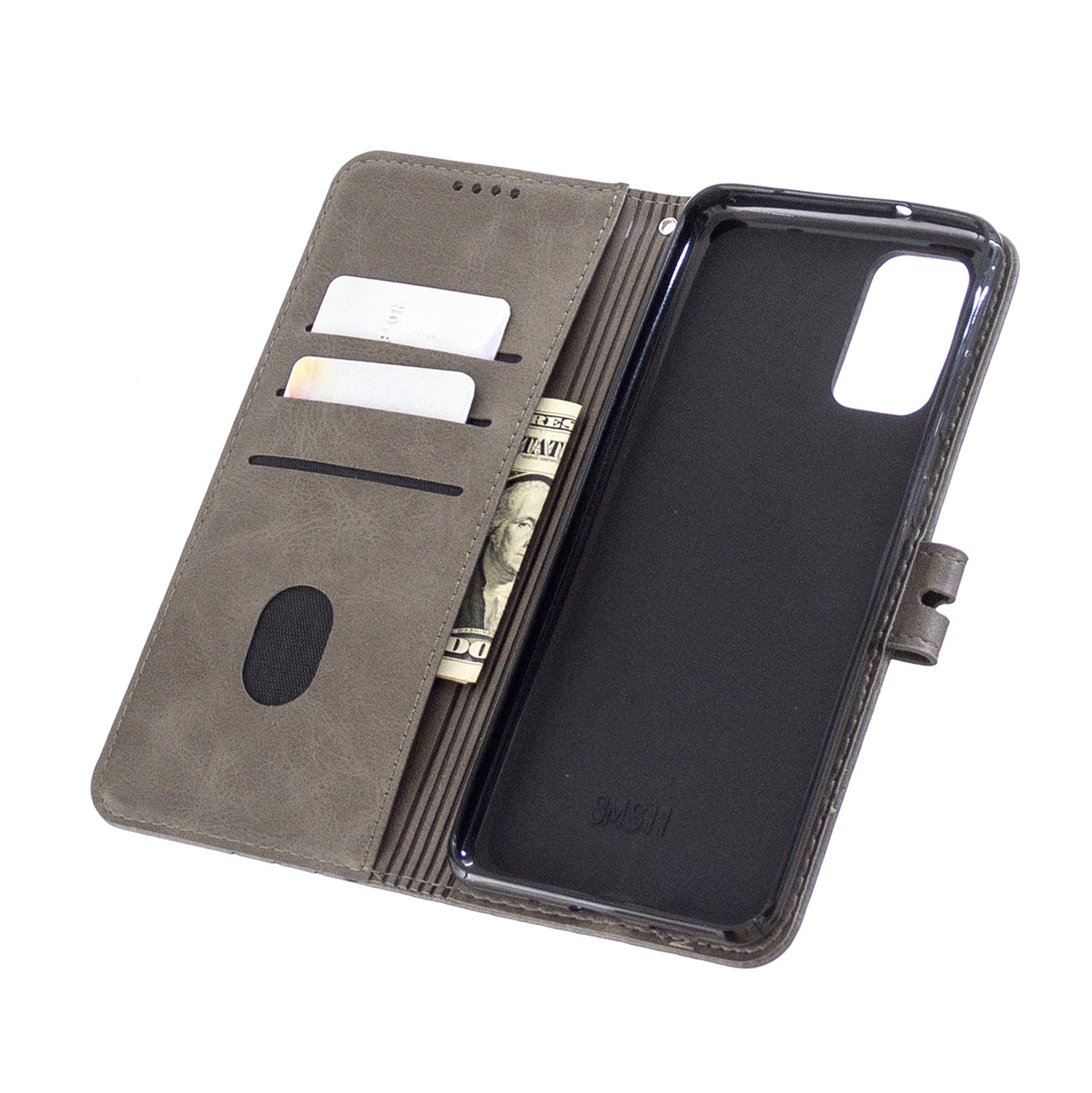 Wallet Leather Stand Phone Cover with Lanyard for Samsung Galaxy S20 Plus - Grey