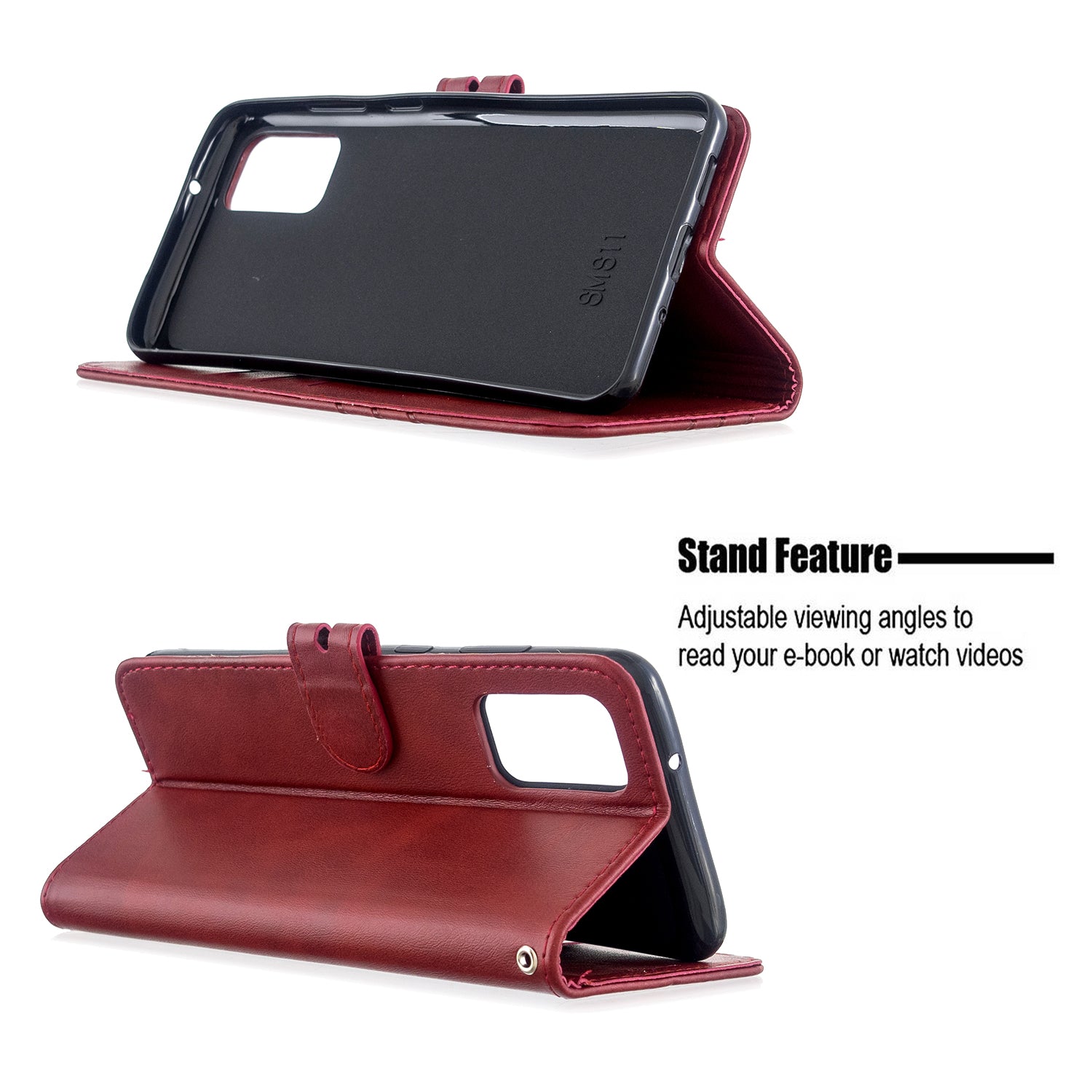 Wallet Leather Stand Phone Cover with Lanyard for Samsung Galaxy S20 Plus - Red