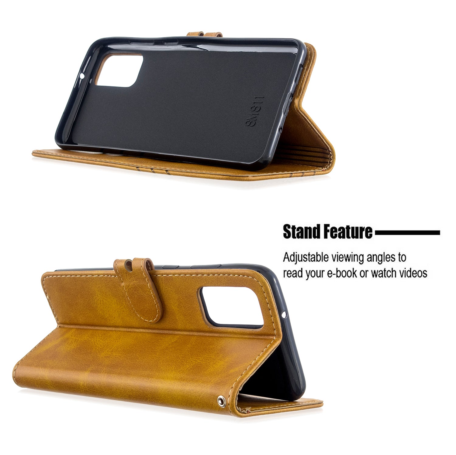 Wallet Leather Stand Phone Cover with Lanyard for Samsung Galaxy S20 Plus - Brown