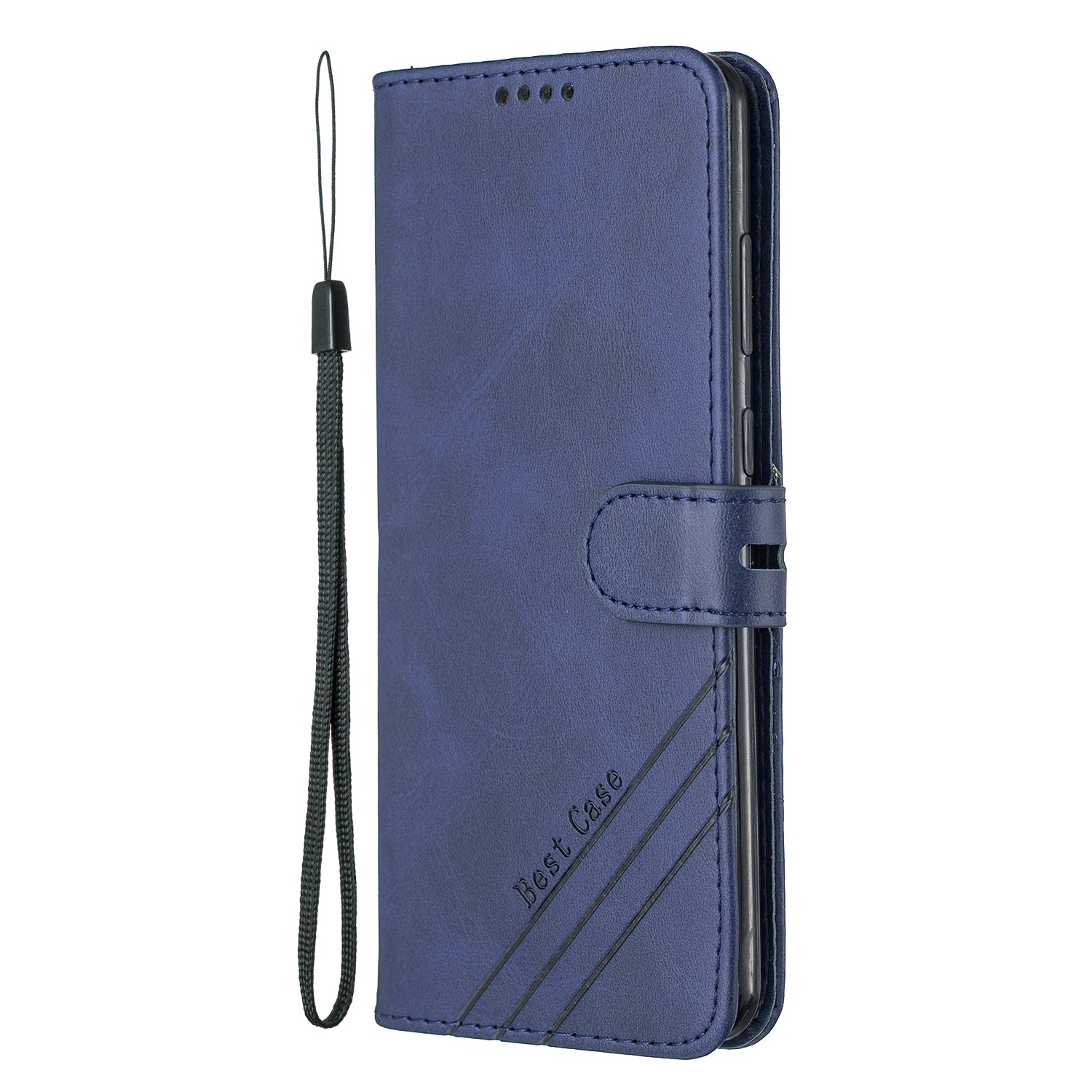 Wallet Leather Stand Phone Cover with Lanyard for Samsung Galaxy S20 Plus - Blue