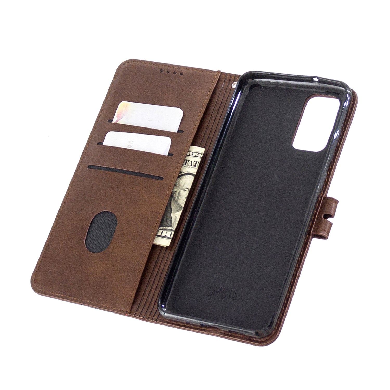 Wallet Leather Stand Phone Cover with Lanyard for Samsung Galaxy S20 Plus - Coffee