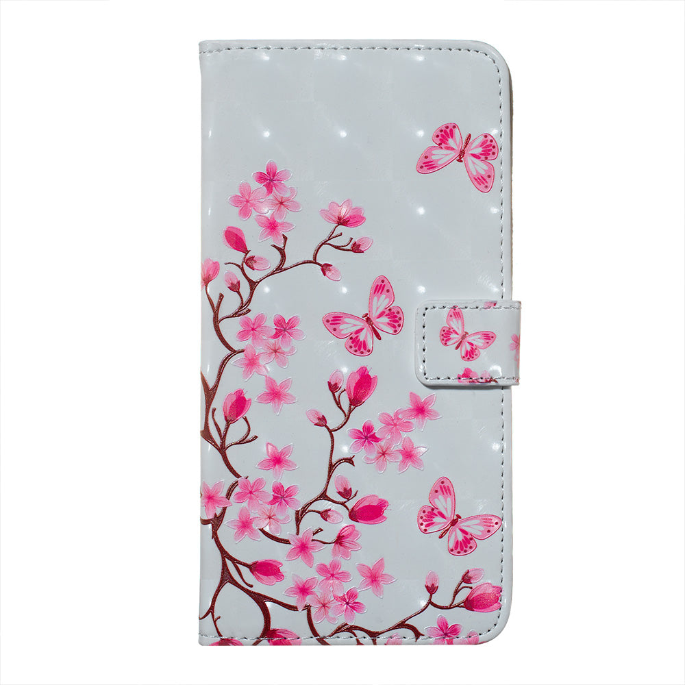 3D Colored Carving Pattern Printing Wallet Leather Shell for Samsung Galaxy S20 Plus/S20 Plus 5G - Flowers/Butterfly