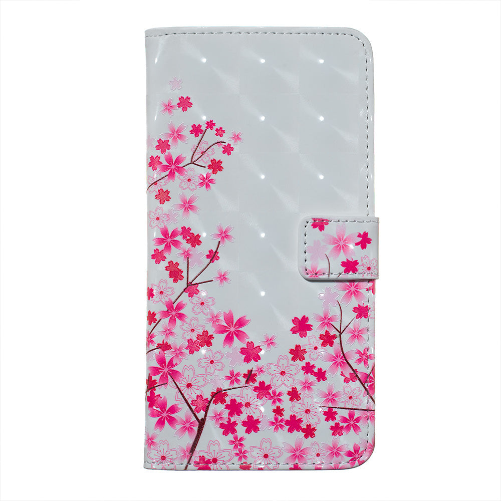 3D Colored Carving Pattern Printing Wallet Leather Shell for Samsung Galaxy S20 Plus/S20 Plus 5G - Plum Blossom