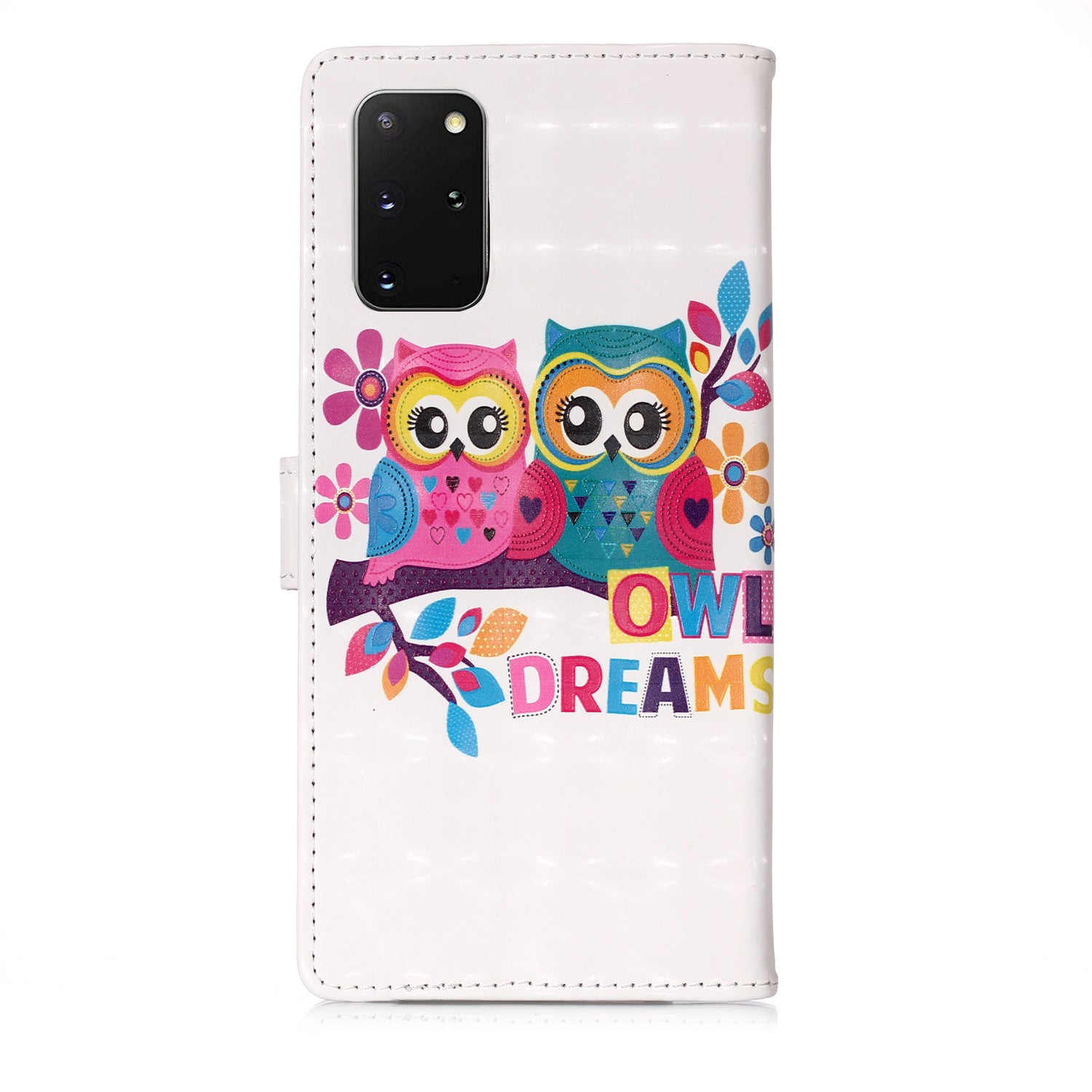 3D Colored Carving Pattern Printing Wallet Leather Shell for Samsung Galaxy S20 Plus/S20 Plus 5G - Couple Owls