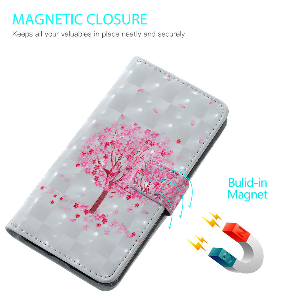 3D Colored Carving Pattern Printing Wallet Leather Shell for Samsung Galaxy S20 Plus/S20 Plus 5G - Blooming Tree