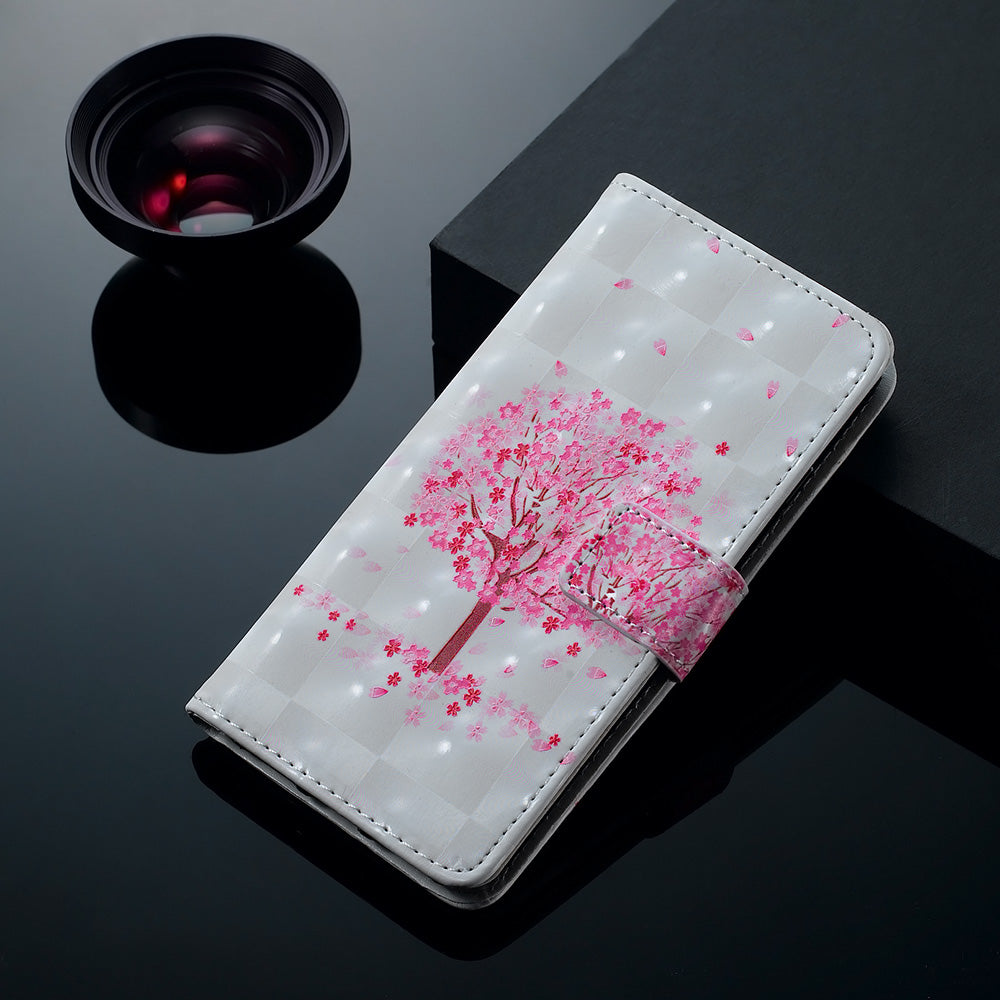 3D Colored Carving Pattern Printing Wallet Leather Shell for Samsung Galaxy S20 Plus/S20 Plus 5G - Blooming Tree