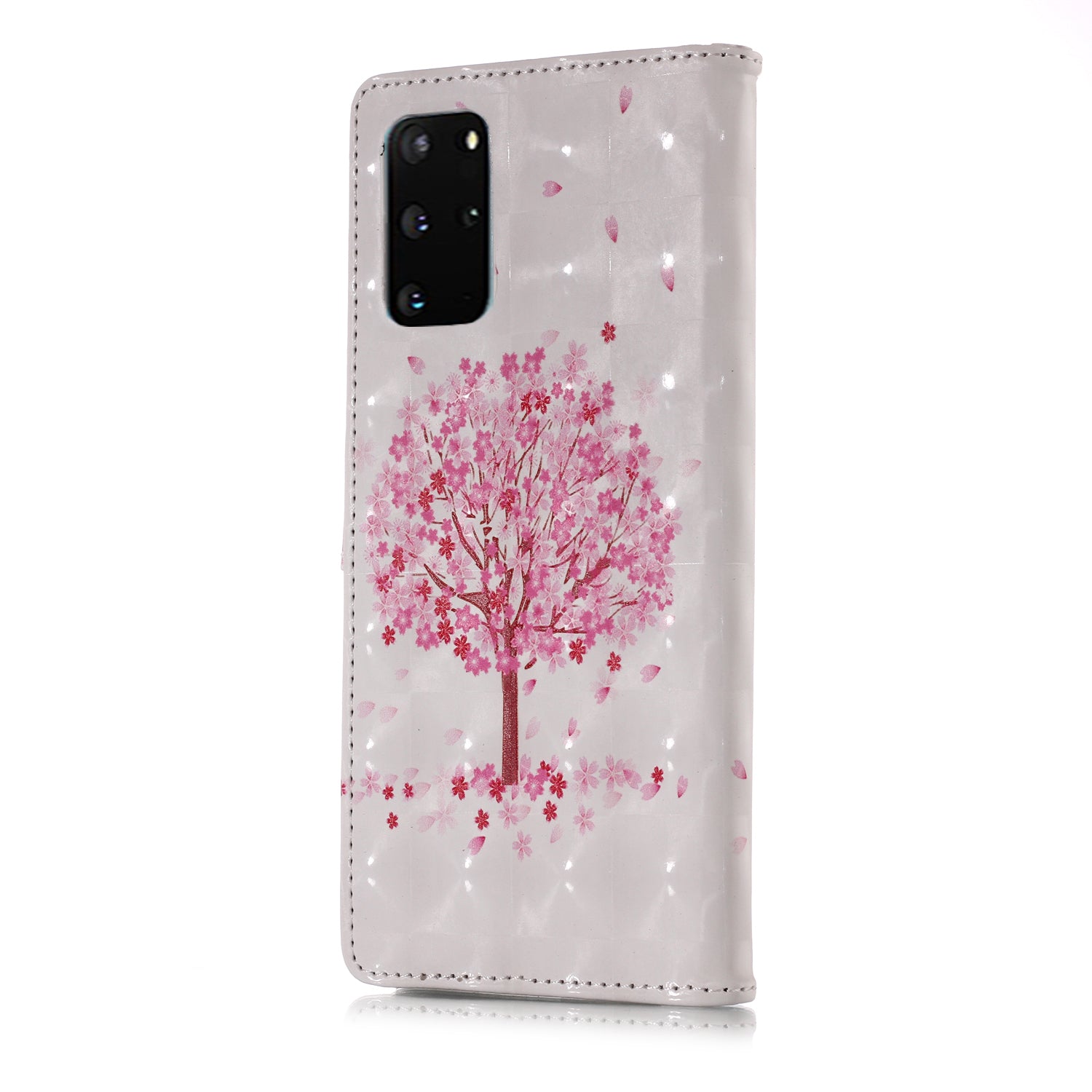 3D Colored Carving Pattern Printing Wallet Leather Shell for Samsung Galaxy S20 Plus/S20 Plus 5G - Blooming Tree