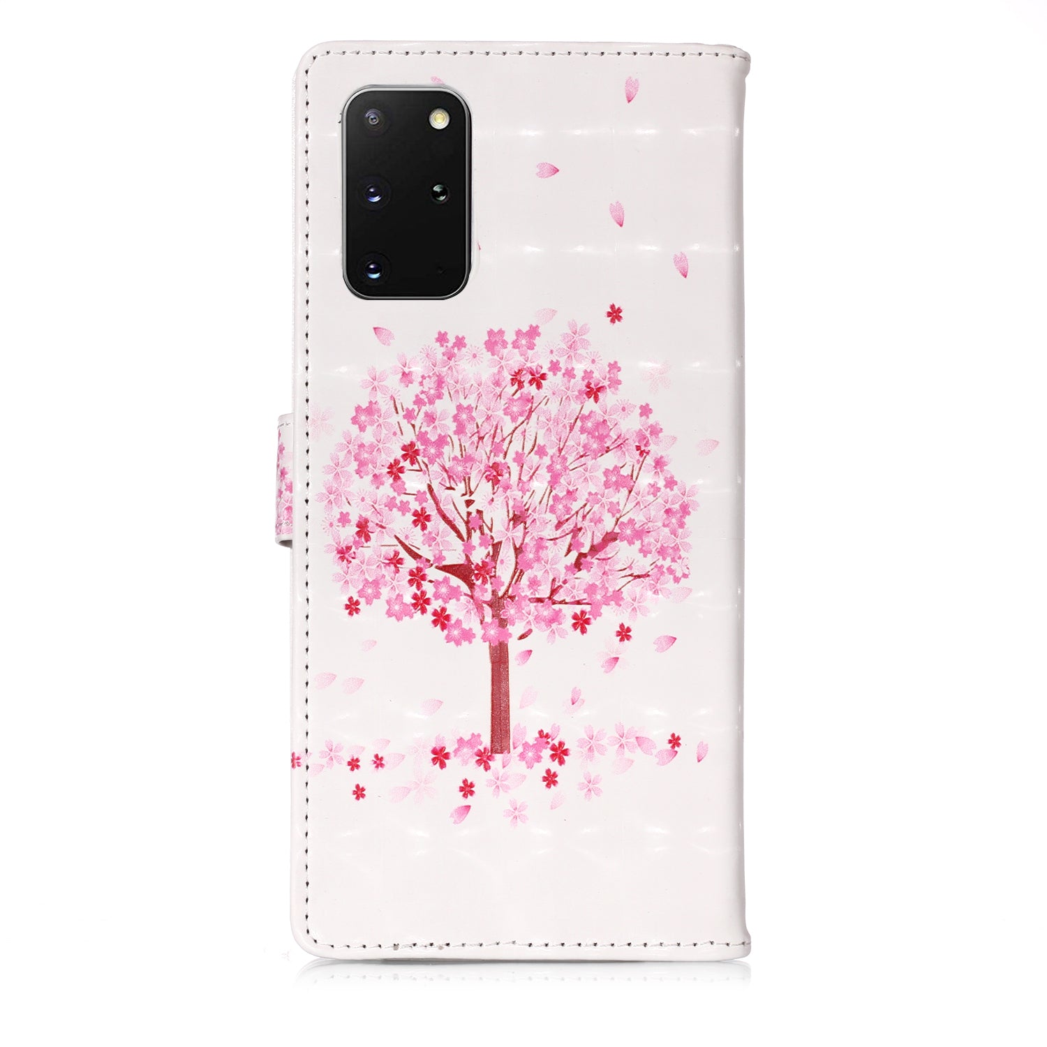 3D Colored Carving Pattern Printing Wallet Leather Shell for Samsung Galaxy S20 Plus/S20 Plus 5G - Blooming Tree