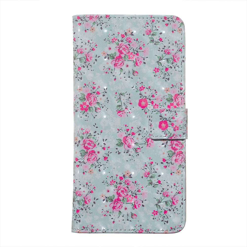 3D Colored Carving Pattern Printing Wallet Leather Shell for Samsung Galaxy S20 Plus/S20 Plus 5G - Flowers