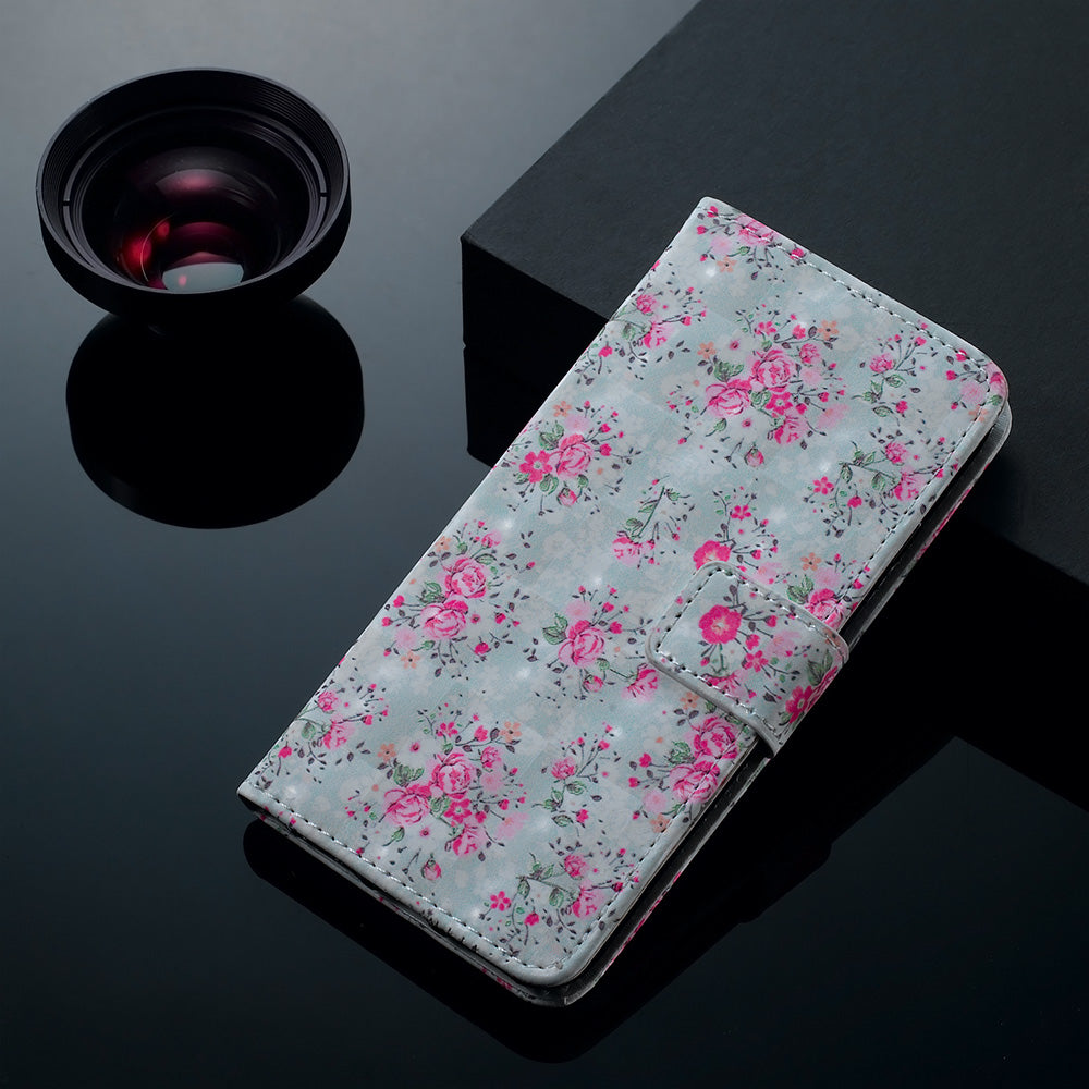 3D Colored Carving Pattern Printing Wallet Leather Shell for Samsung Galaxy S20 Plus/S20 Plus 5G - Flowers