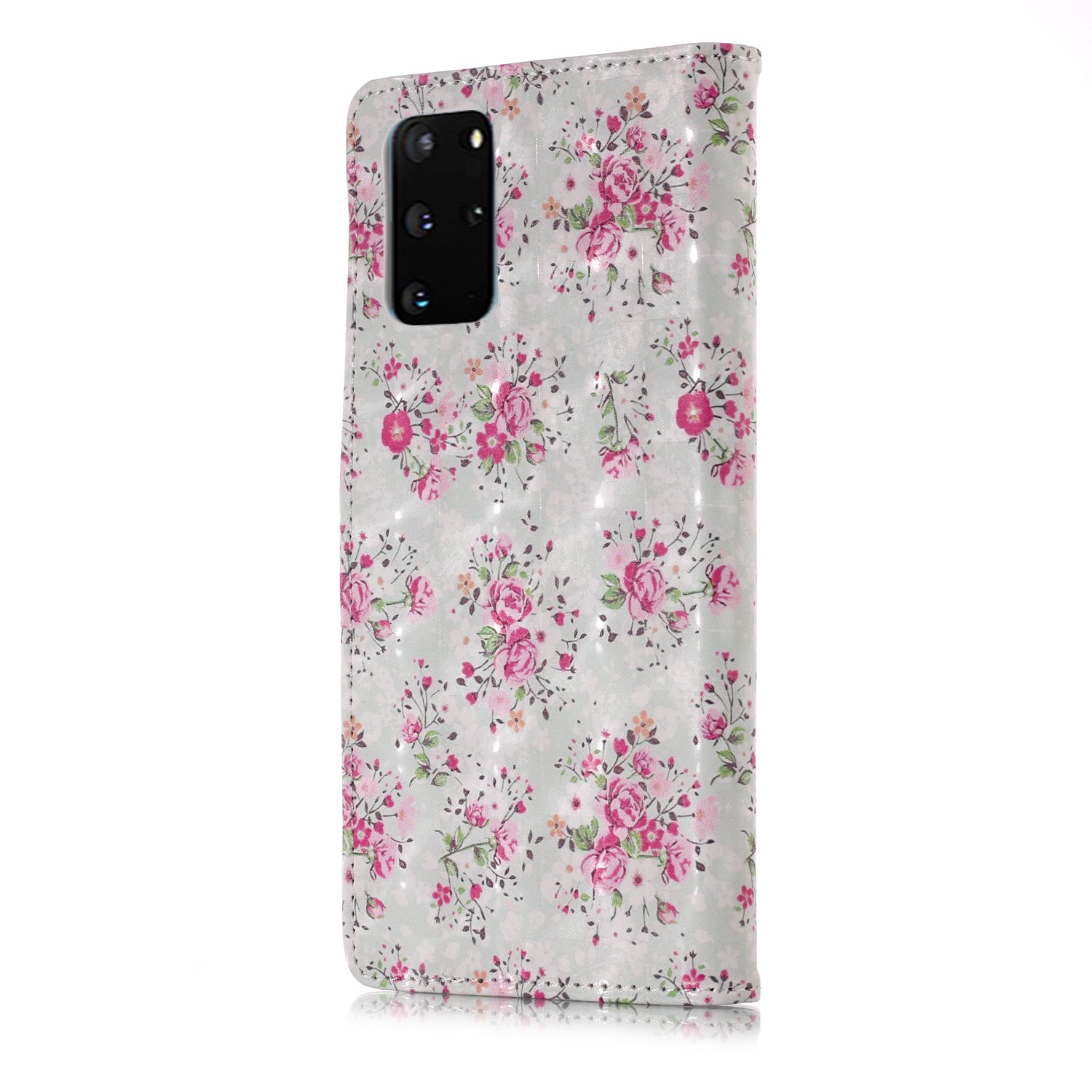 3D Colored Carving Pattern Printing Wallet Leather Shell for Samsung Galaxy S20 Plus/S20 Plus 5G - Flowers