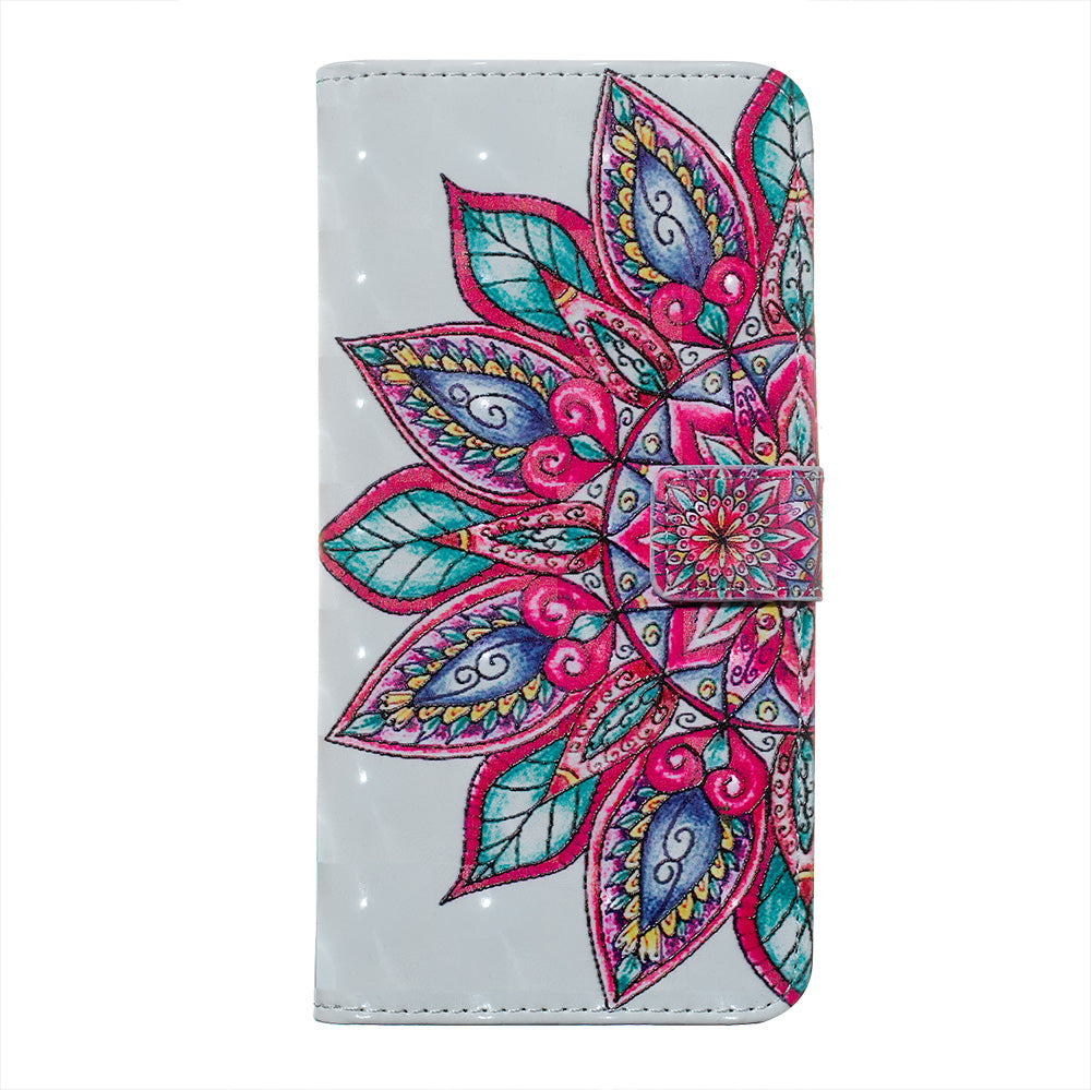 3D Colored Carving Pattern Printing Wallet Leather Shell for Samsung Galaxy S20 Plus/S20 Plus 5G - Malanda Flower