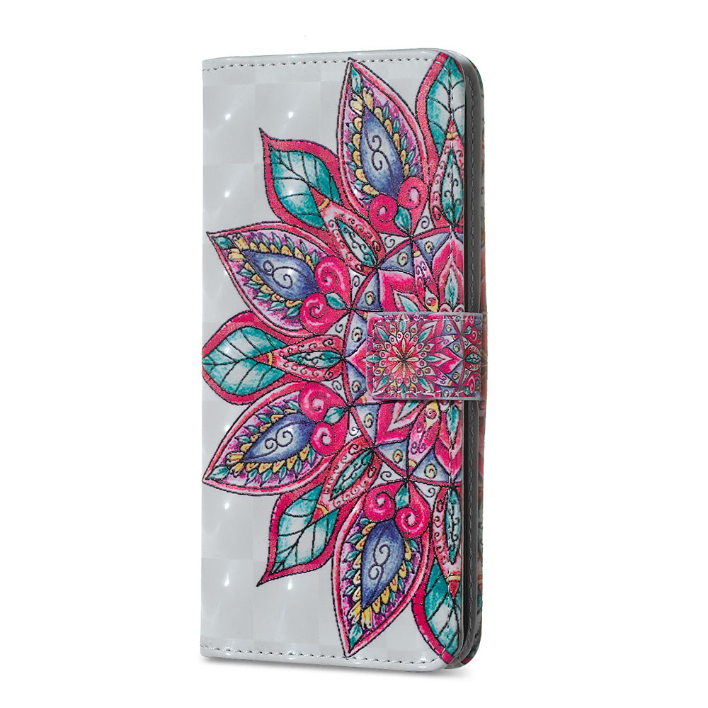 3D Colored Carving Pattern Printing Wallet Leather Shell for Samsung Galaxy S20 Plus/S20 Plus 5G - Malanda Flower