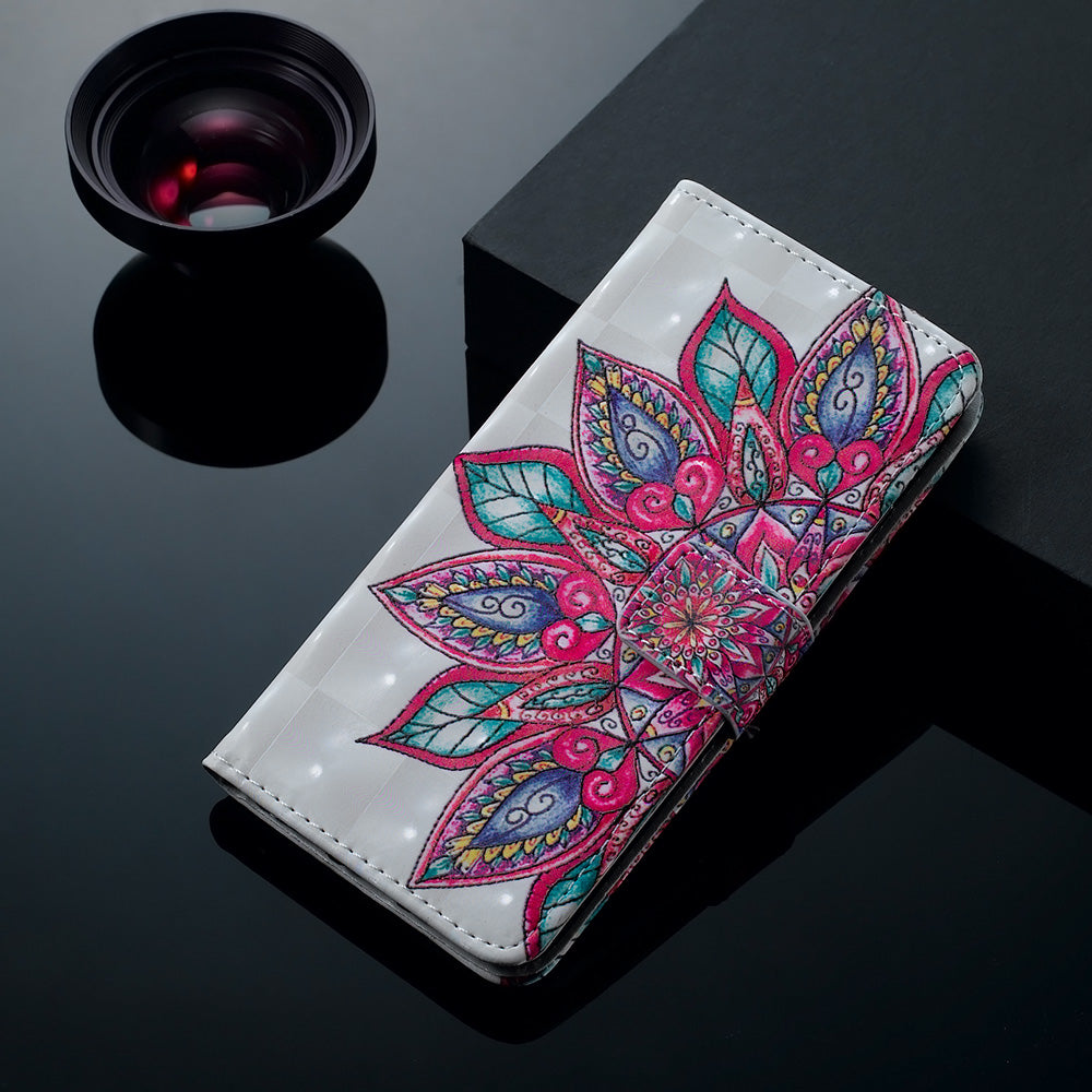 3D Colored Carving Pattern Printing Wallet Leather Shell for Samsung Galaxy S20 Plus/S20 Plus 5G - Malanda Flower