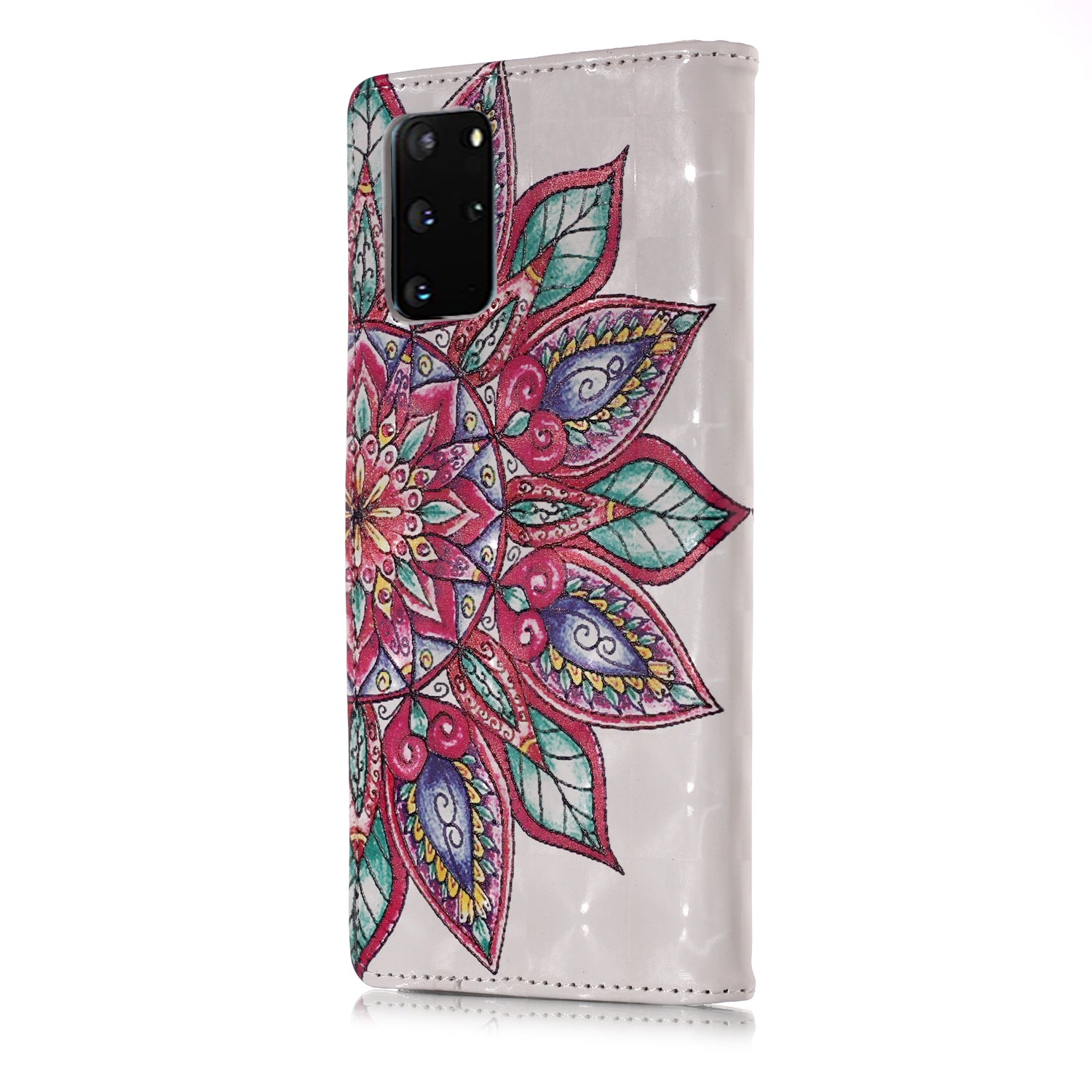 3D Colored Carving Pattern Printing Wallet Leather Shell for Samsung Galaxy S20 Plus/S20 Plus 5G - Malanda Flower