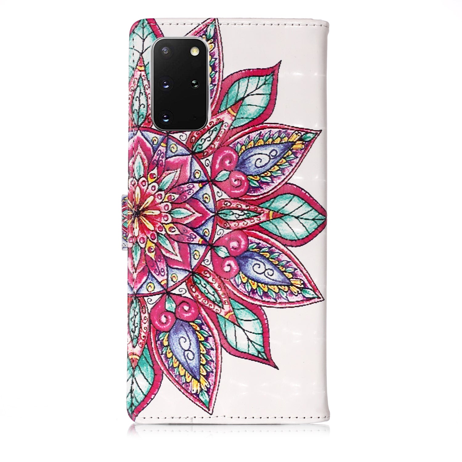 3D Colored Carving Pattern Printing Wallet Leather Shell for Samsung Galaxy S20 Plus/S20 Plus 5G - Malanda Flower