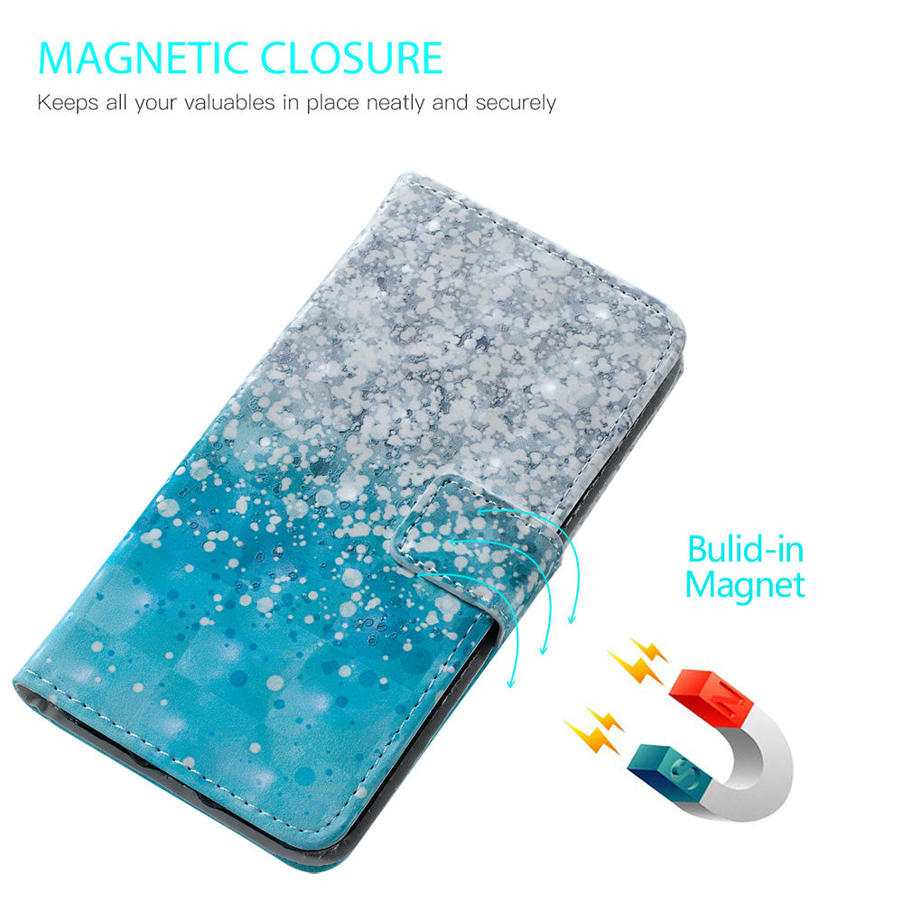 3D Colored Carving Pattern Printing Wallet Leather Shell for Samsung Galaxy S20 Plus/S20 Plus 5G - Bead