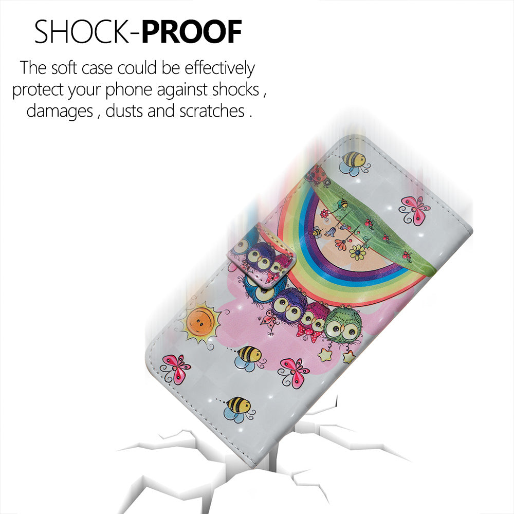 3D Colored Carving Pattern Printing Wallet Leather Phone Case for Samsung Galaxy S20 Ultra - Rainbow