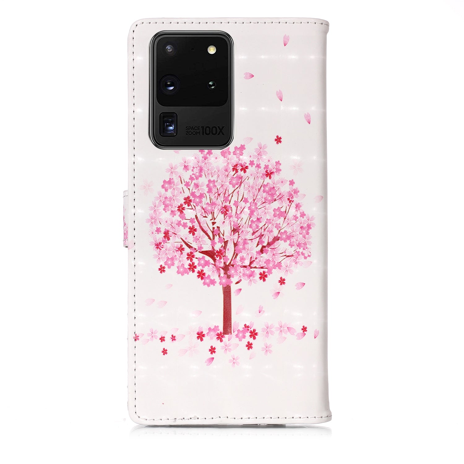 3D Colored Carving Pattern Printing Wallet Leather Phone Case for Samsung Galaxy S20 Ultra - Blooming Tree