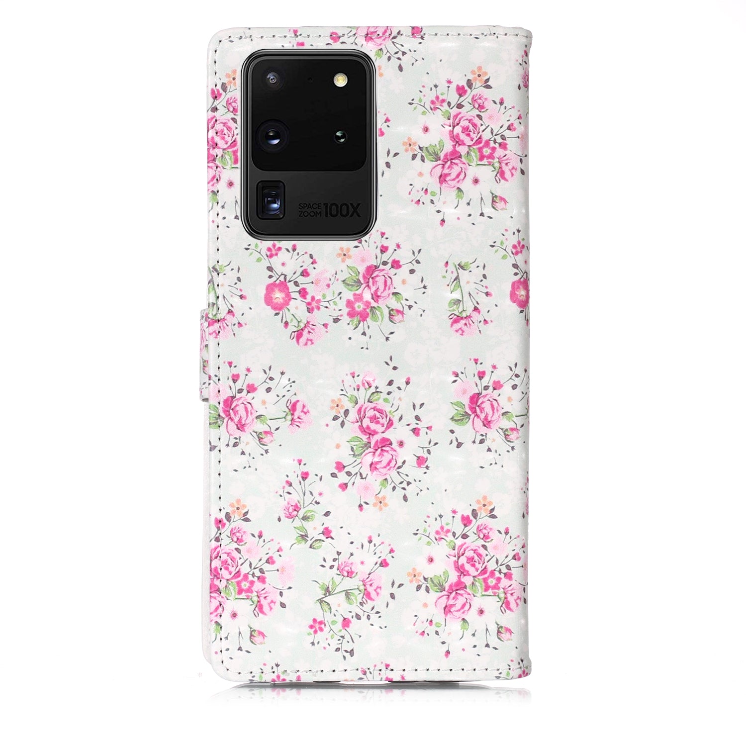 3D Colored Carving Pattern Printing Wallet Leather Phone Case for Samsung Galaxy S20 Ultra - Flowers