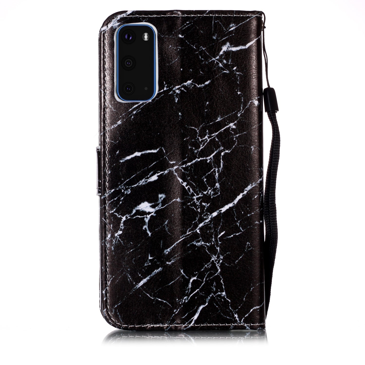 New Pattern Printing Leather Wallet Stand Phone Case for Samsung Galaxy S20 4G/S20 5G - Black Marble Grain