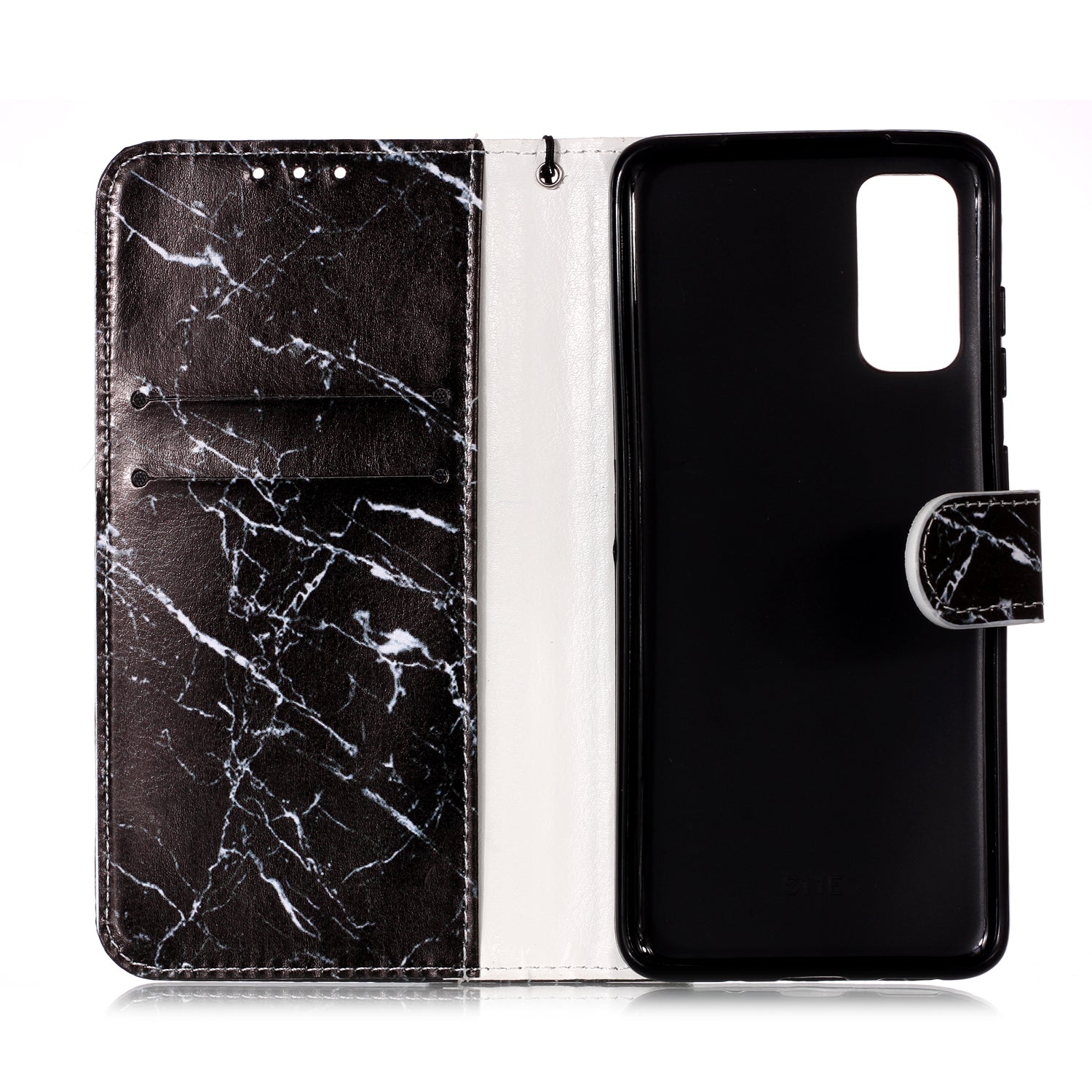 New Pattern Printing Leather Wallet Stand Phone Case for Samsung Galaxy S20 4G/S20 5G - Black Marble Grain