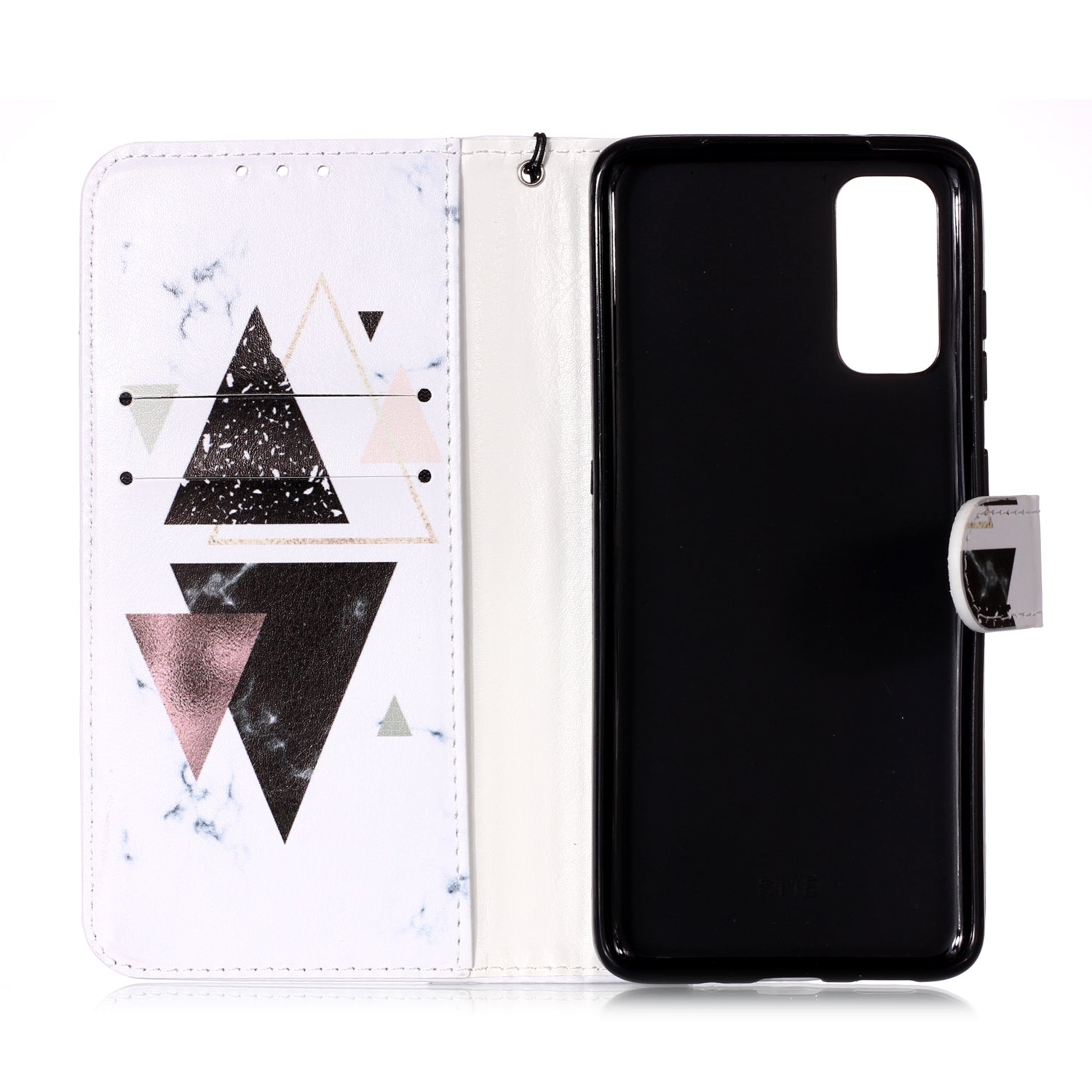 New Pattern Printing Leather Wallet Stand Phone Case for Samsung Galaxy S20 4G/S20 5G - Triangle Pattern