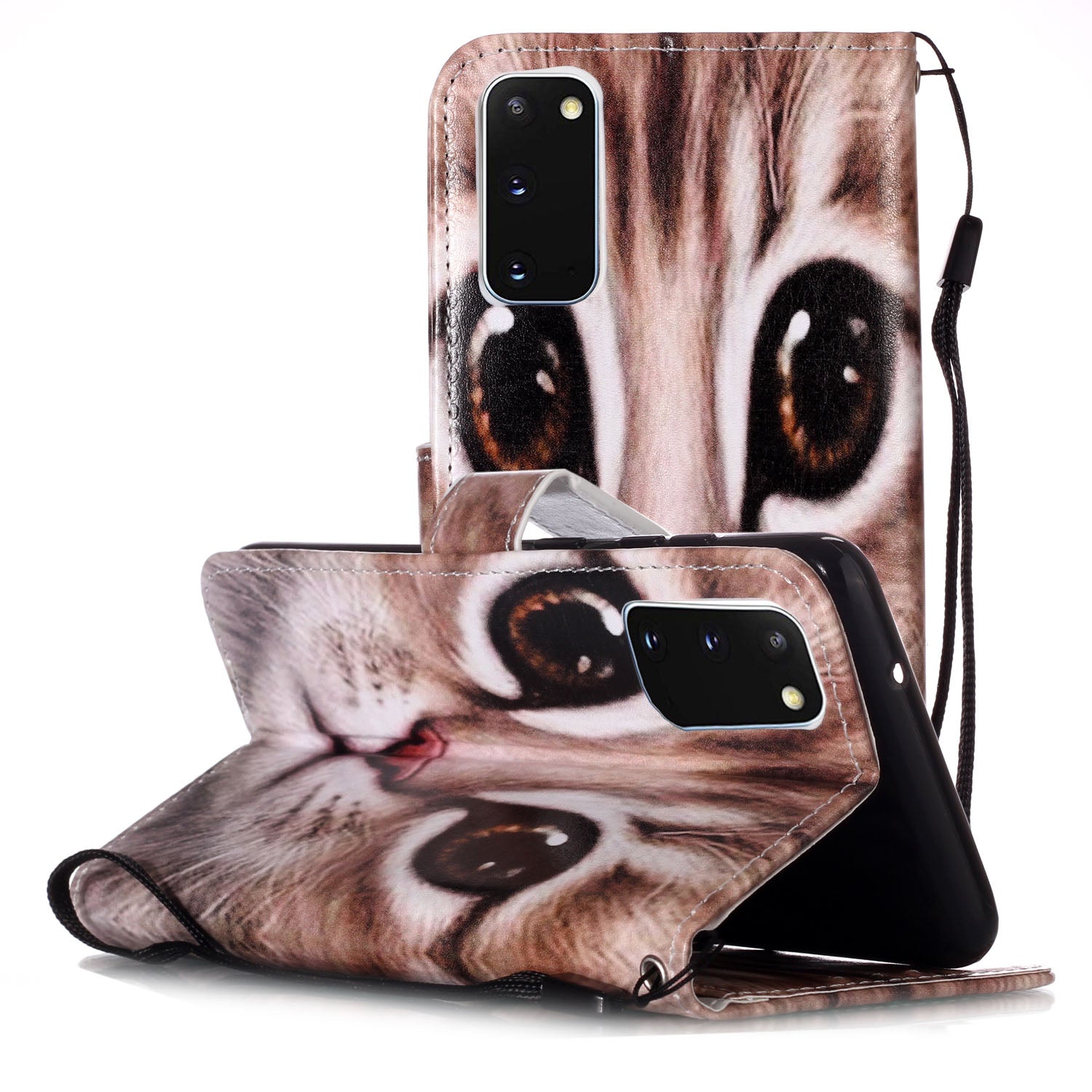 New Pattern Printing Leather Wallet Stand Phone Case for Samsung Galaxy S20 4G/S20 5G - Cat