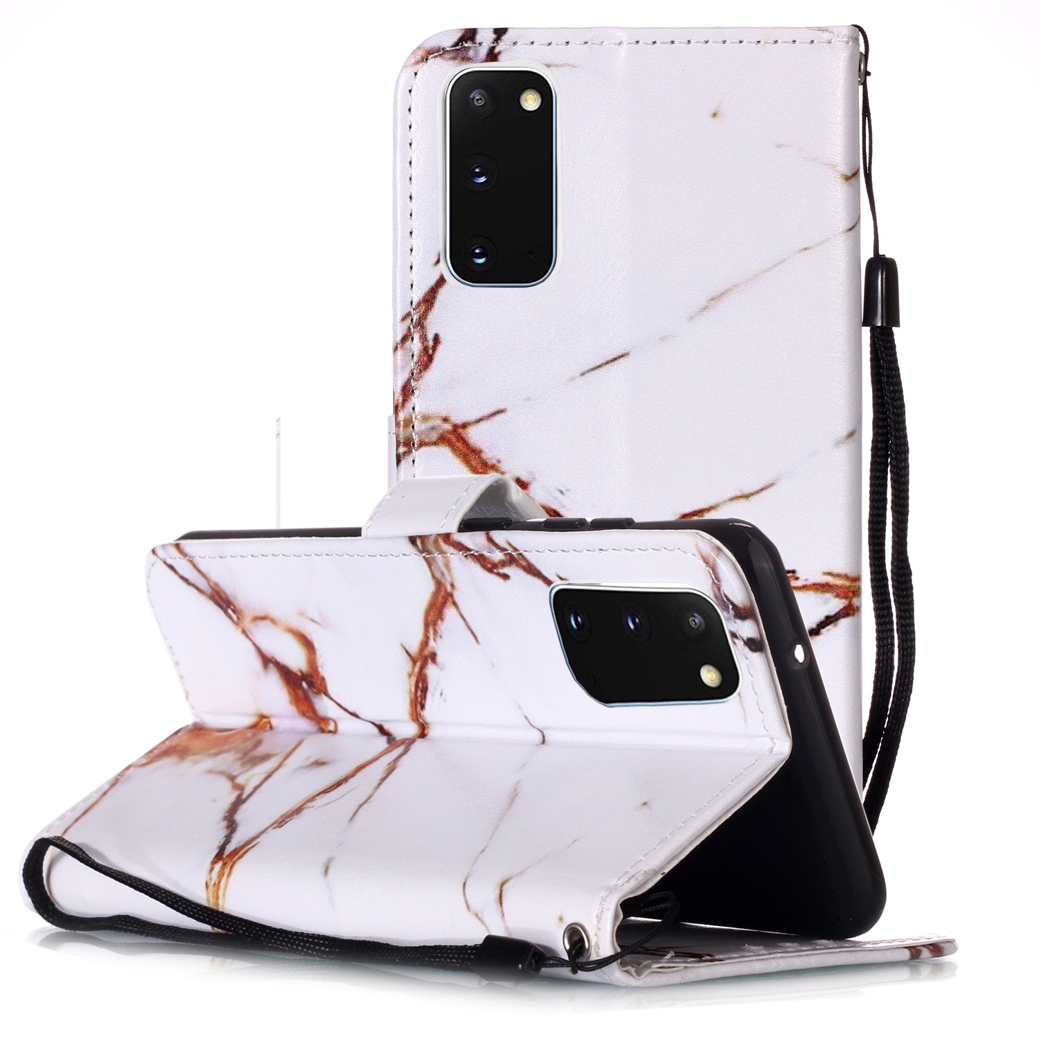 New Pattern Printing Leather Wallet Stand Phone Case for Samsung Galaxy S20 4G/S20 5G - Stone Grain