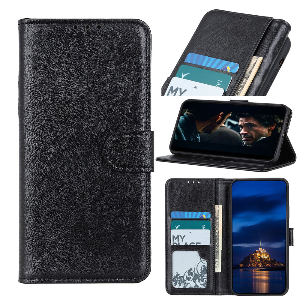 Crazy Horse Skin Leather Phone Case for Samsung Galaxy S20 Plus - Black