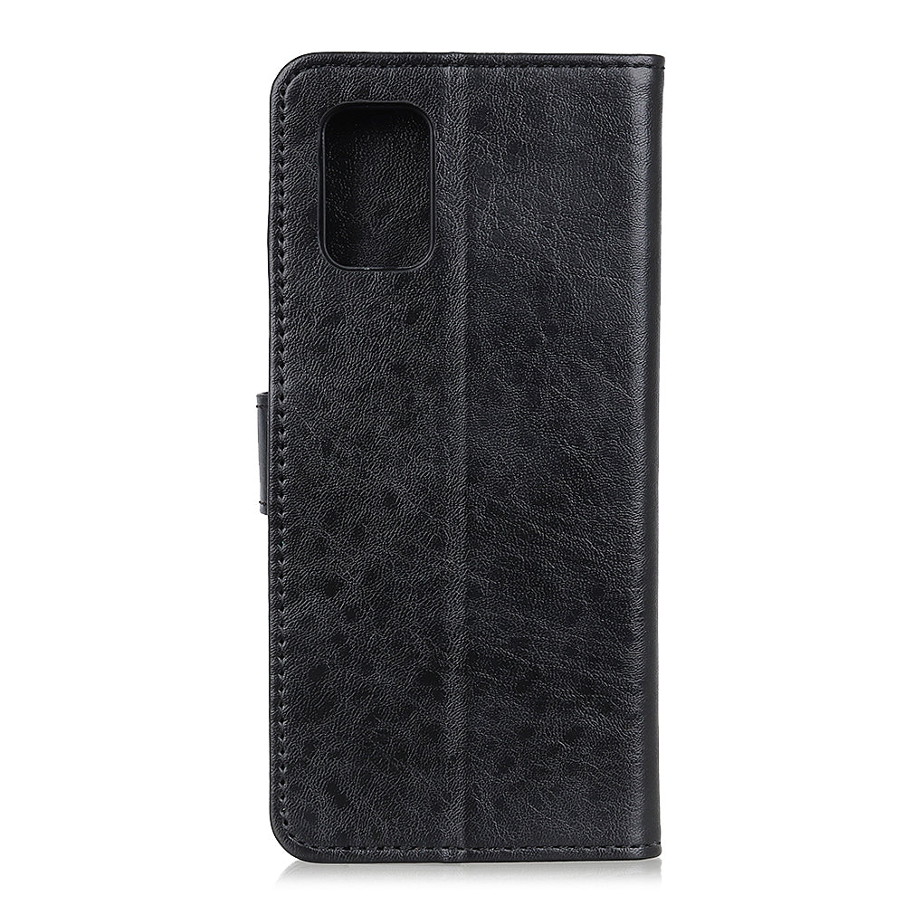 Crazy Horse Skin Leather Phone Case for Samsung Galaxy S20 Plus - Black