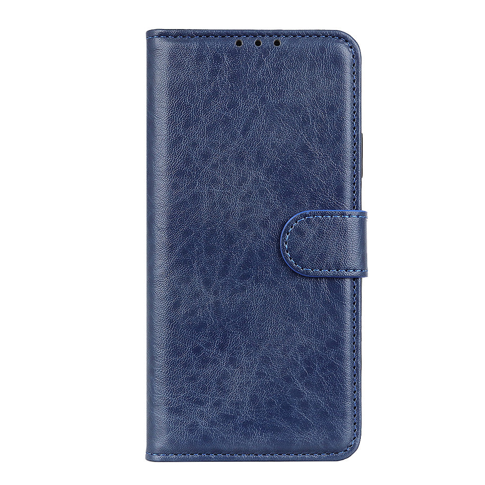 Crazy Horse Skin Leather Phone Case for Samsung Galaxy S20 Plus - Blue