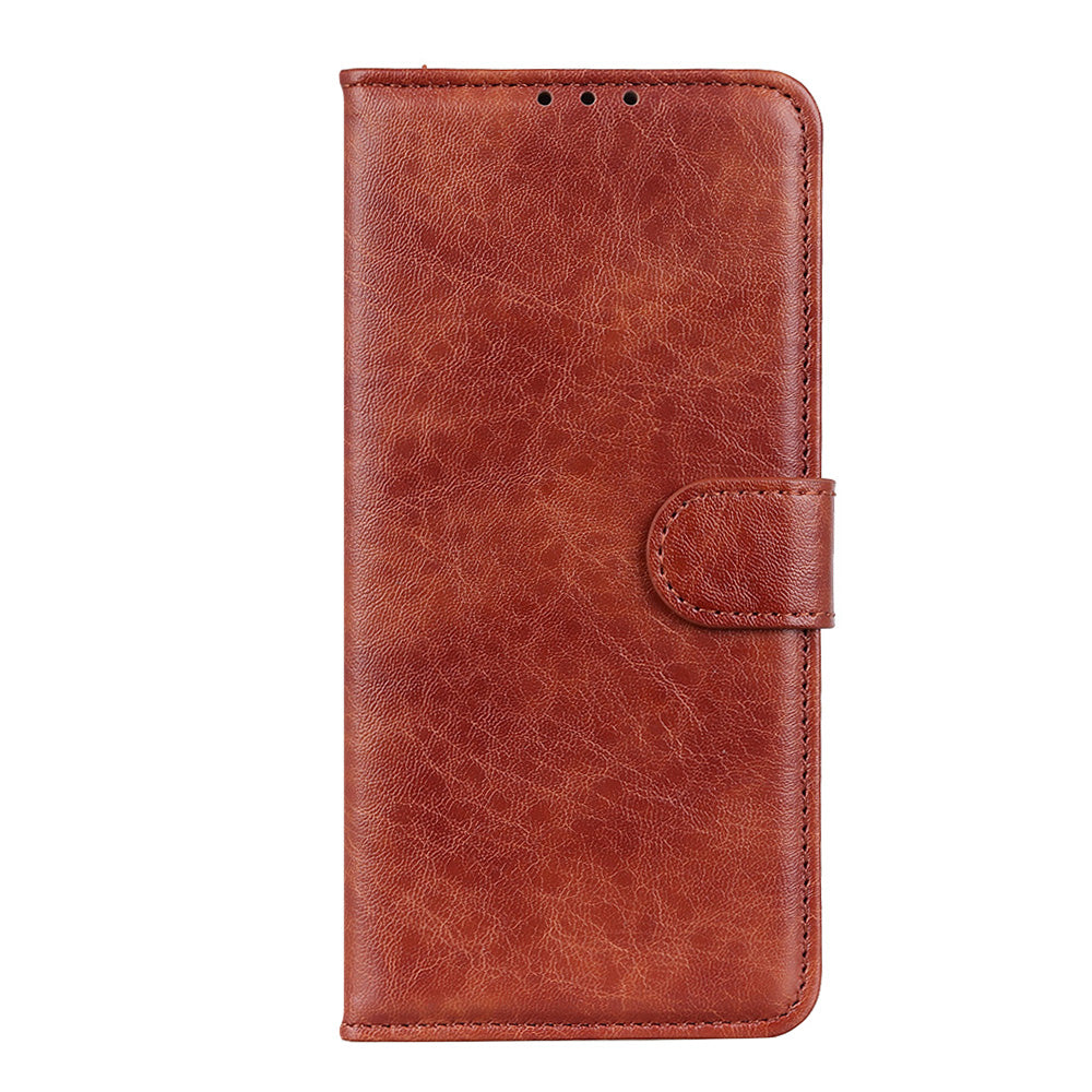 Crazy Horse Skin Leather Phone Case for Samsung Galaxy S20 Plus - Brown