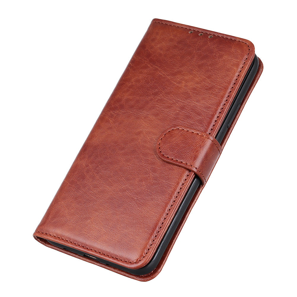 Crazy Horse Skin Leather Phone Case for Samsung Galaxy S20 Plus - Brown