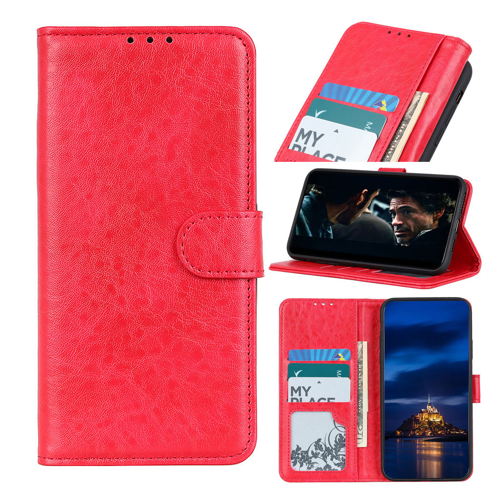 Crazy Horse Skin Leather Phone Case for Samsung Galaxy S20 Plus - Red