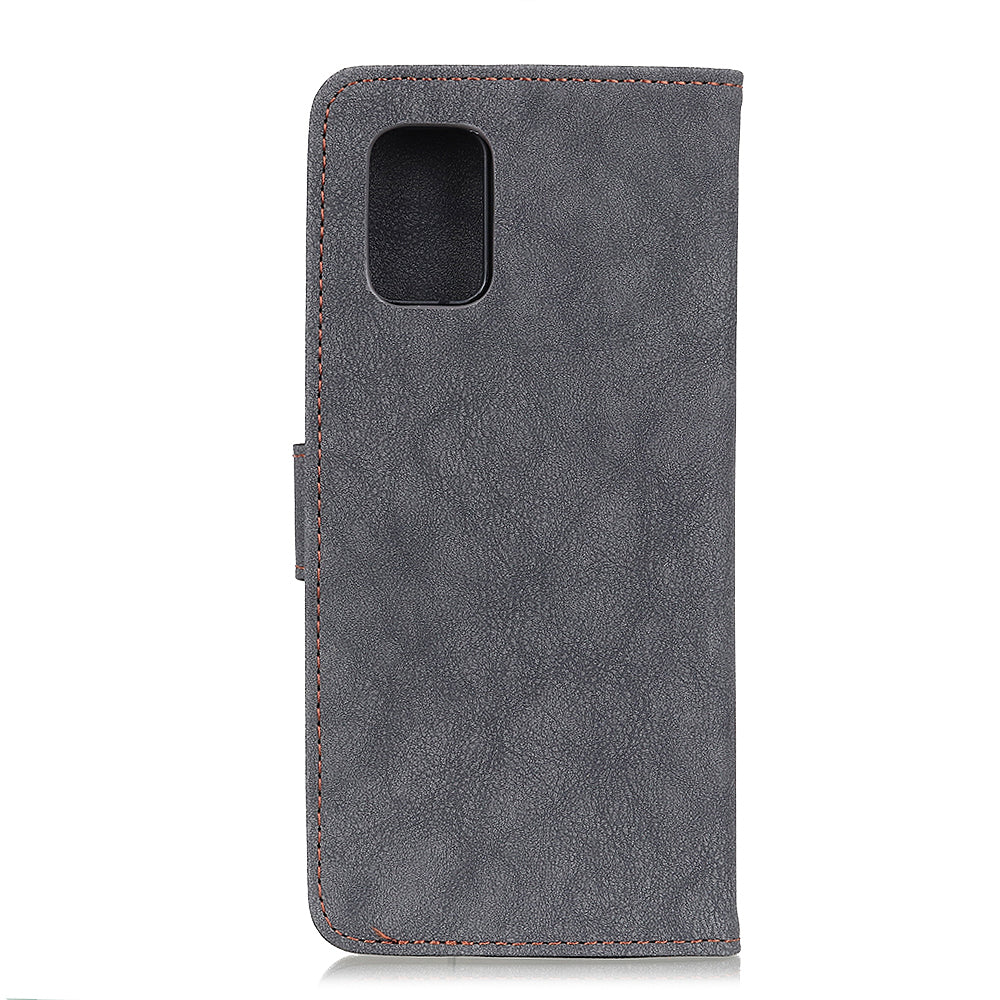 KHAZNEH Vintage Style Leather Wallet Stand Phone Cover for Samsung Galaxy S20 4G/S20 5G - Black