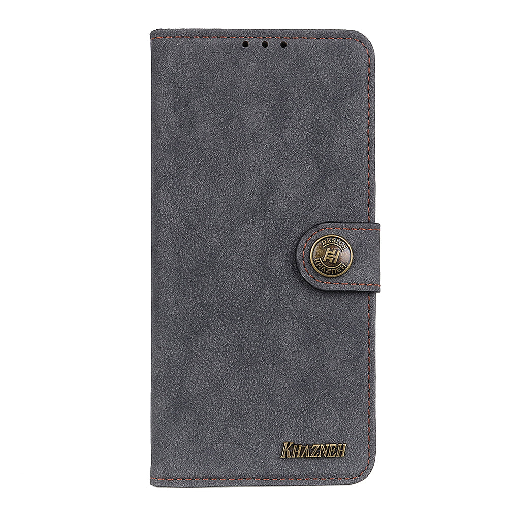 KHAZNEH Vintage Style Leather Wallet Stand Phone Cover for Samsung Galaxy S20 4G/S20 5G - Black