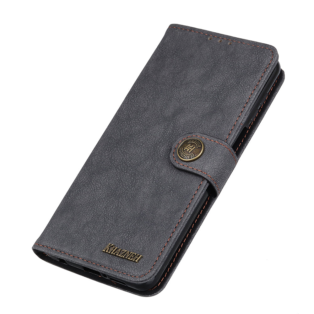 KHAZNEH Vintage Style Leather Wallet Stand Phone Cover for Samsung Galaxy S20 4G/S20 5G - Black