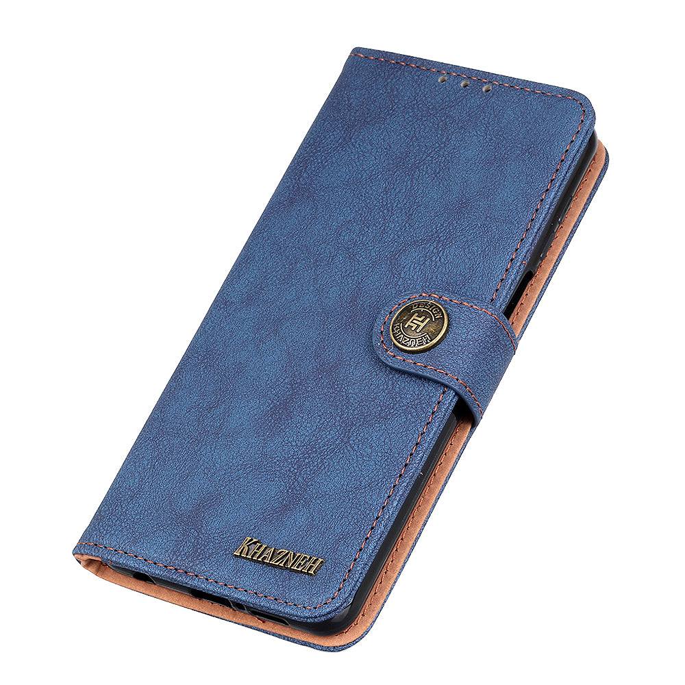 KHAZNEH Vintage Style Leather Wallet Stand Phone Cover for Samsung Galaxy S20 4G/S20 5G - Blue