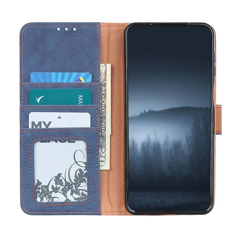 KHAZNEH Vintage Style Leather Wallet Stand Phone Cover for Samsung Galaxy S20 4G/S20 5G - Blue