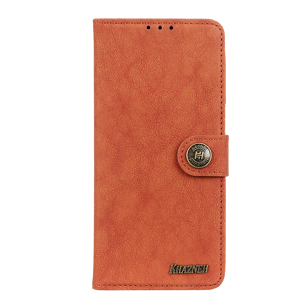 KHAZNEH Vintage Style Leather Wallet Stand Phone Cover for Samsung Galaxy S20 4G/S20 5G - Brown