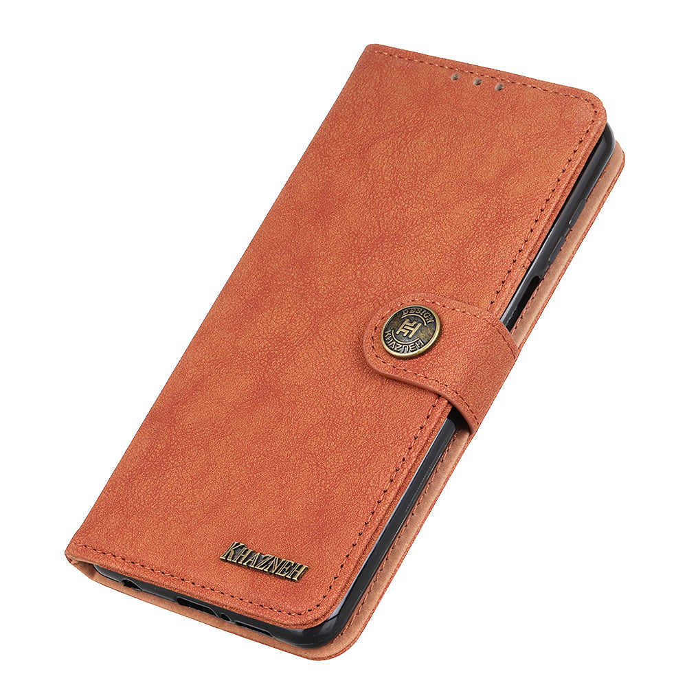 KHAZNEH Vintage Style Leather Wallet Stand Phone Cover for Samsung Galaxy S20 4G/S20 5G - Brown