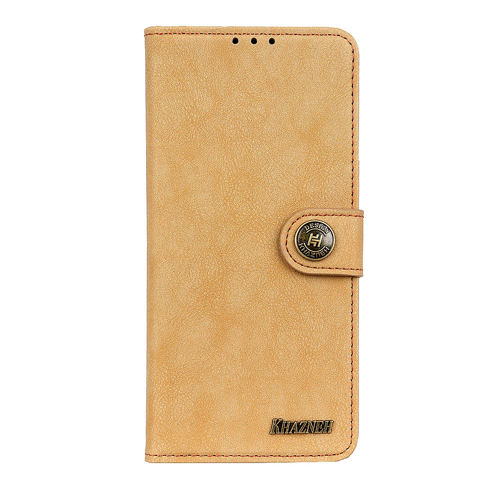 KHAZNEH Vintage Style Leather Wallet Stand Phone Cover for Samsung Galaxy S20 4G/S20 5G - Khaki