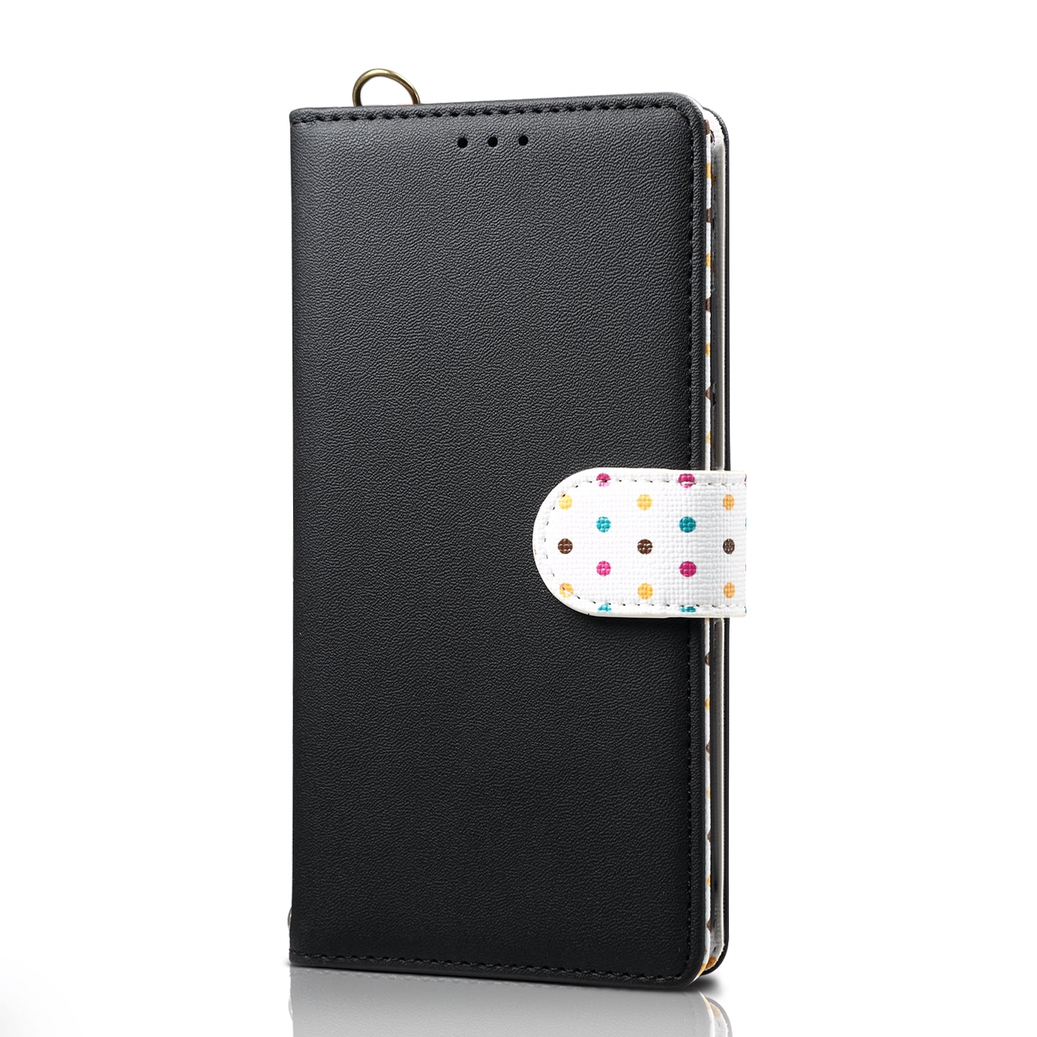 Retro Dots Decor Leather Phone Cover Shell with Lanyard for Samsung Galaxy S20 Plus / S20 Plus 5G - Black