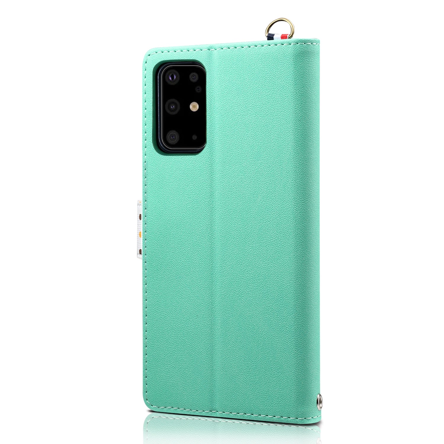 Retro Dots Decor Leather Phone Cover Shell with Lanyard for Samsung Galaxy S20 Plus / S20 Plus 5G - Green