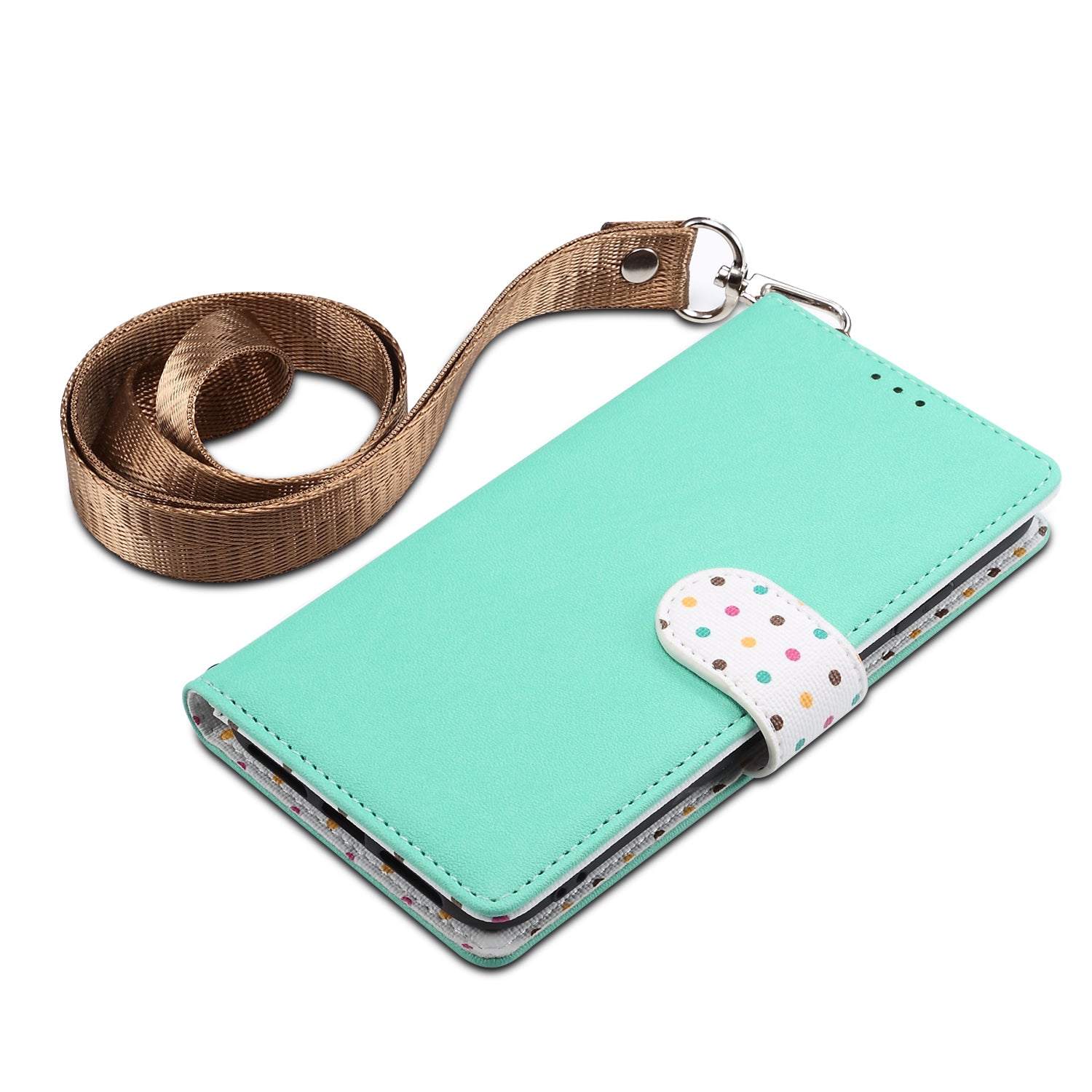 Retro Dots Decor Leather Phone Cover Shell with Lanyard for Samsung Galaxy S20 Plus / S20 Plus 5G - Green